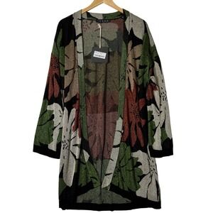 Icona by Kaos Made in Italy Floral Metallic Lurex Longline Cardigan Womens Small